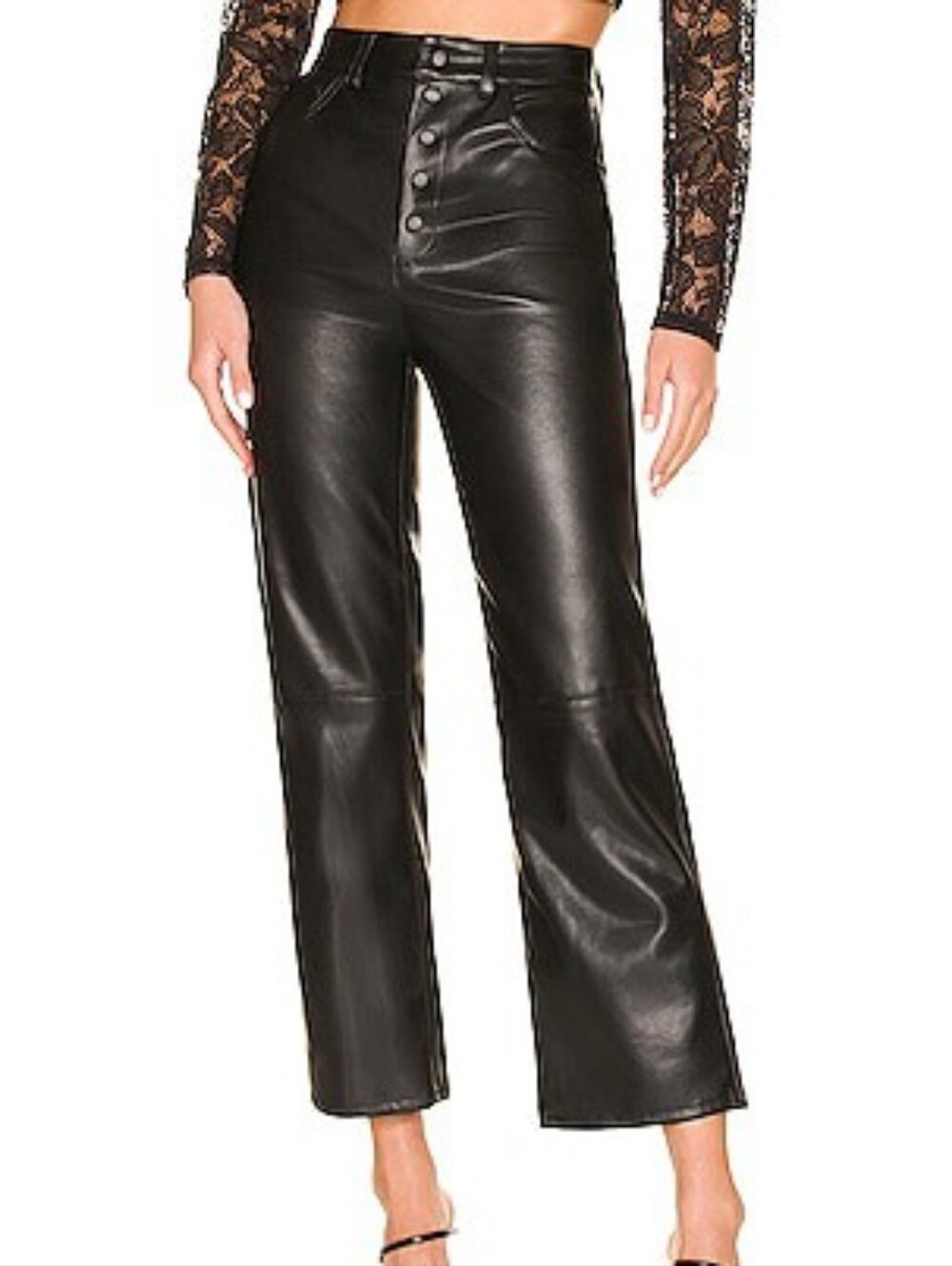 Blanknyc Vegan Black Leather Snap Front High Rise Sz.27. Ankle. EUC! L.27"